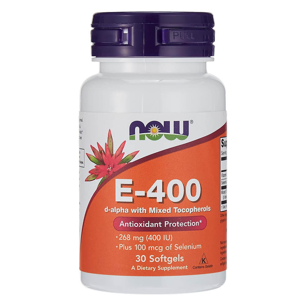NOW Vitamin E 400 IU – 30 Softgels, Single Vitamins