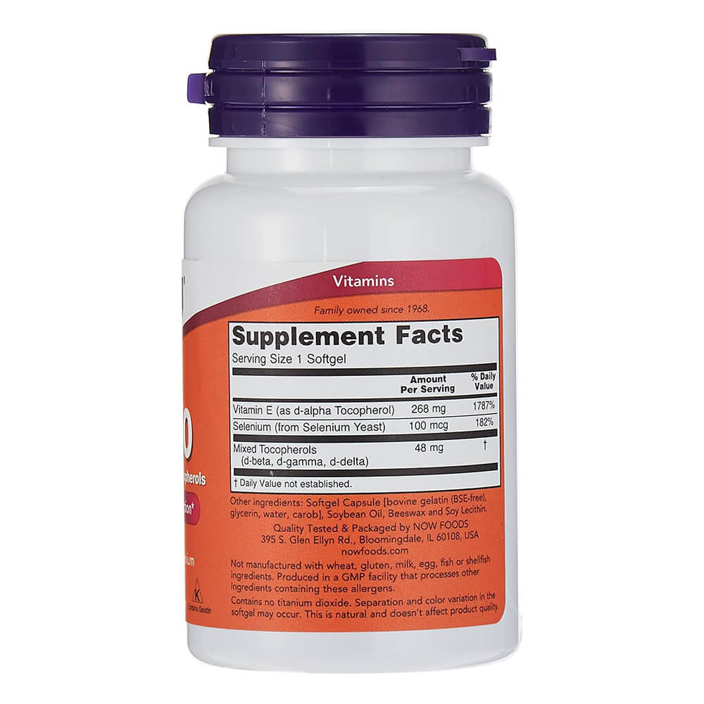 NOW Vitamin E 400 IU – 30 Softgels, Single Vitamins