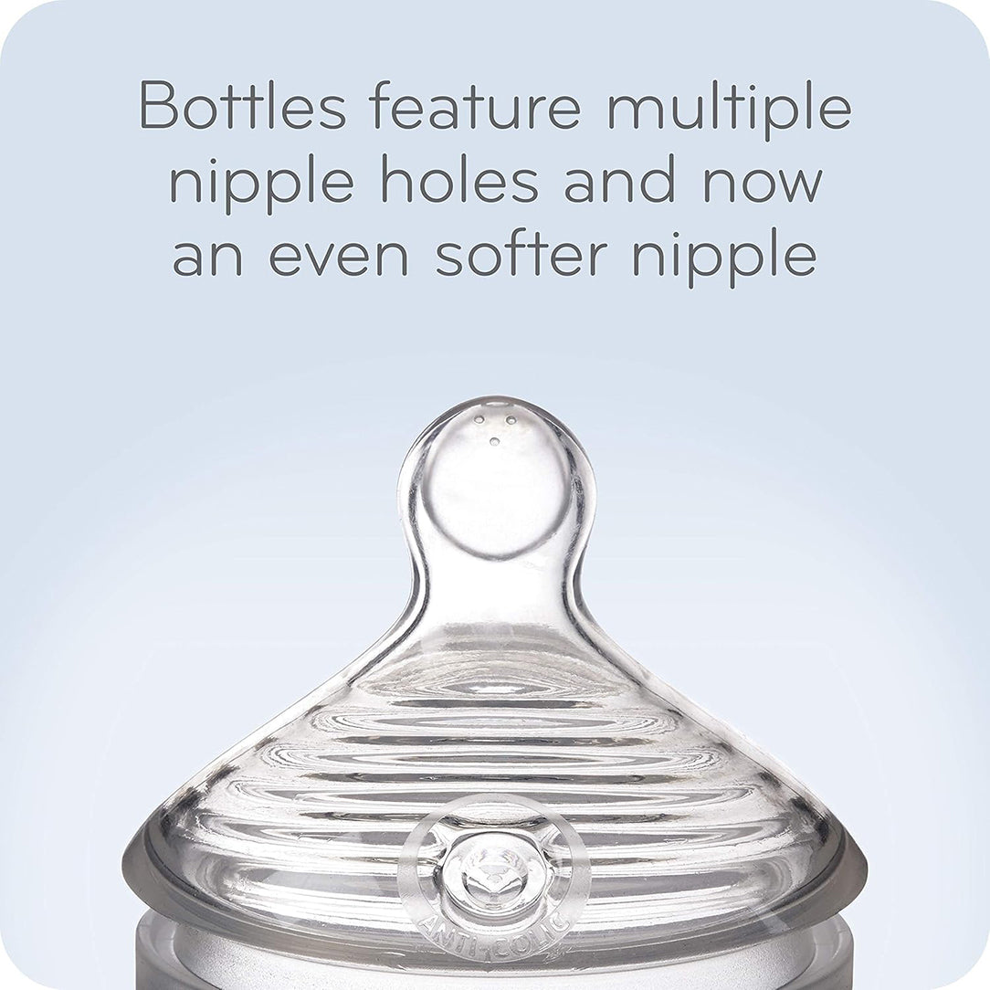NUK Nature Sense Glass Feeding Bottle Small Teat 0-6 Months - 120ml, Standard Bottles 