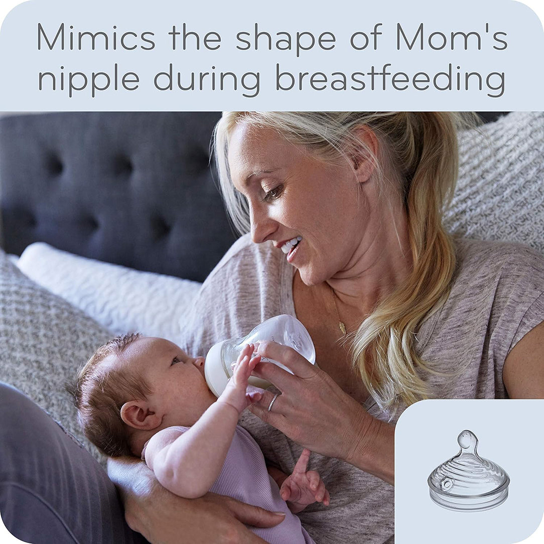 NUK Nature Sense Glass Feeding Bottle Small Teat 0-6 Months - 120ml, Standard Bottles 