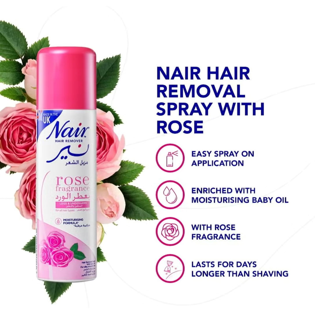 Nair Hair Removal Spray with Rose Fragrance - 200ml, Depilatories