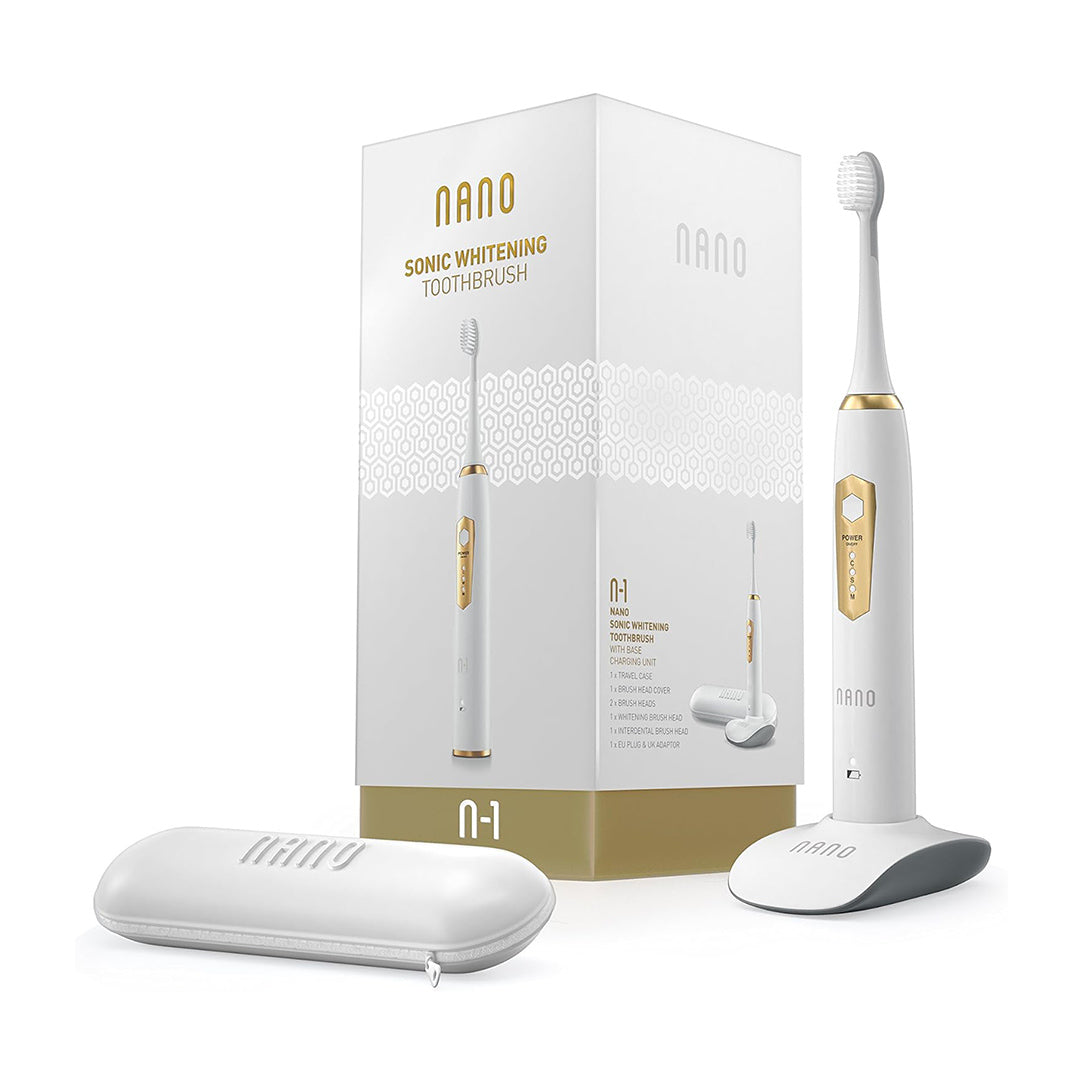 Nano Sonic Whitening Electric Toothbrush - White & Gold, Electric Toothbrushes