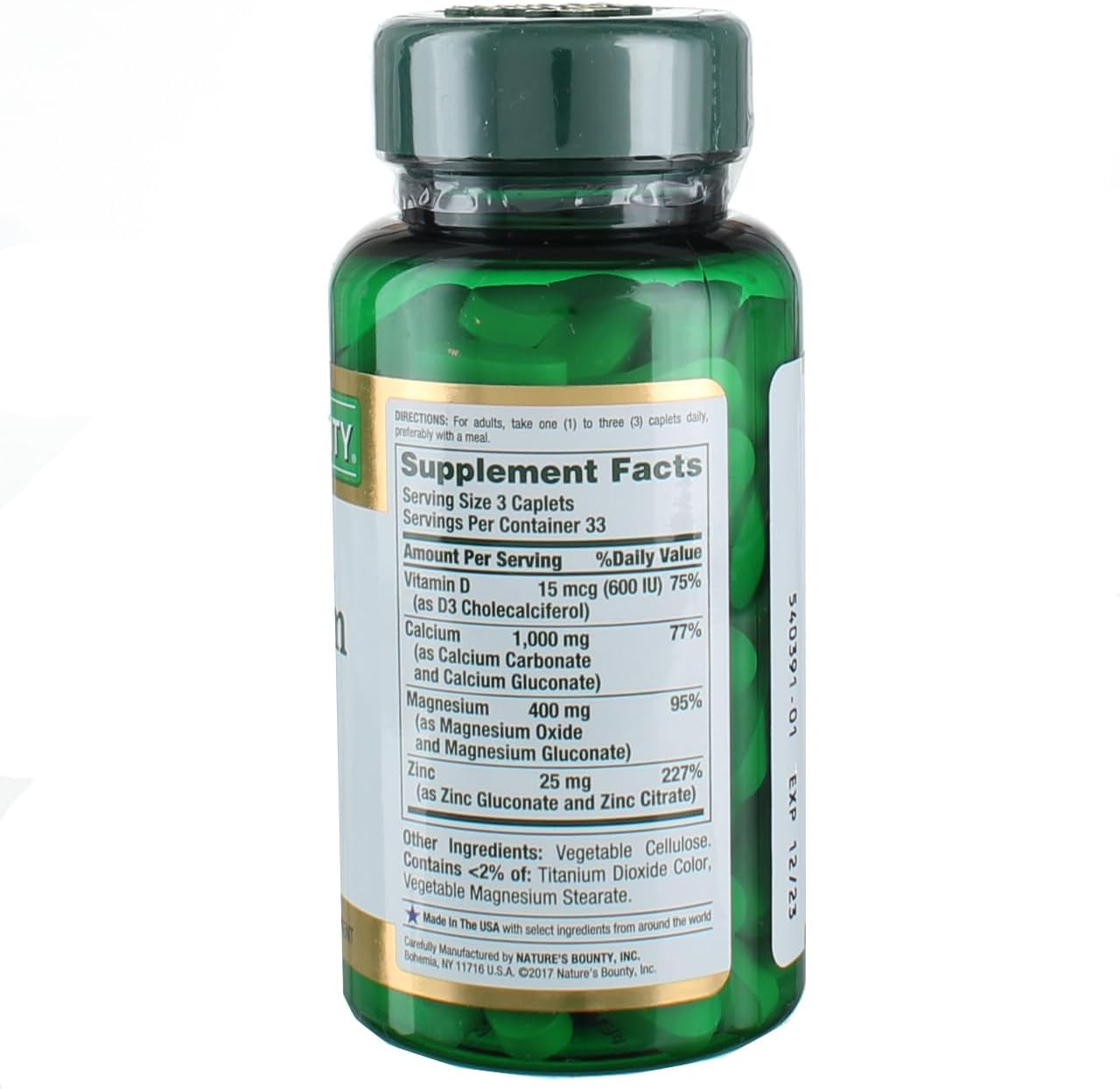 Nature’s Bounty Calcium Magnesium Zinc with Vitamin D3 - 100 Caplets, Vitamins & Supplements