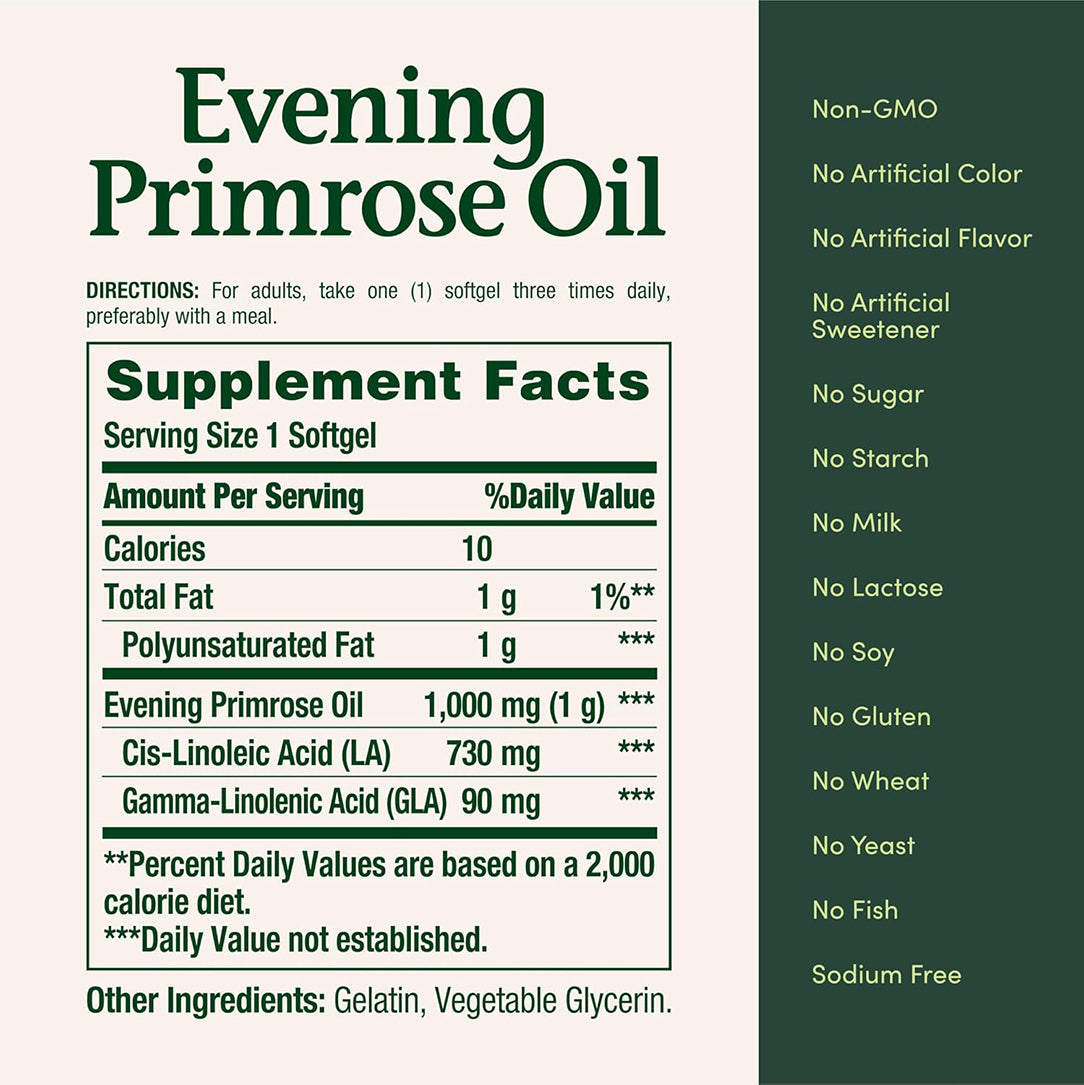 Nature’s Bounty Evening Primrose Oil 1000 mg - 60 Softgels, Omega Fatty Acids