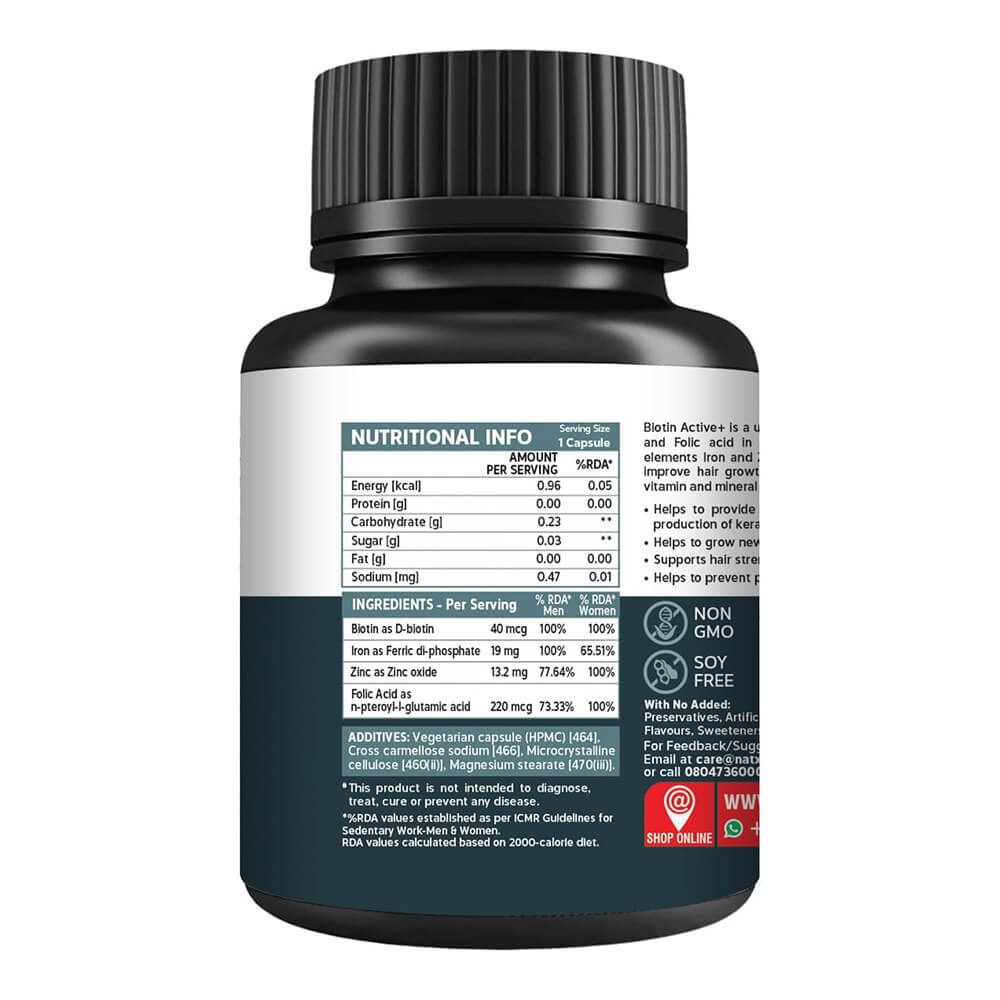 Natxtra Biotin Active+ Hair & Skin Capsules, Vitamins & Supplements