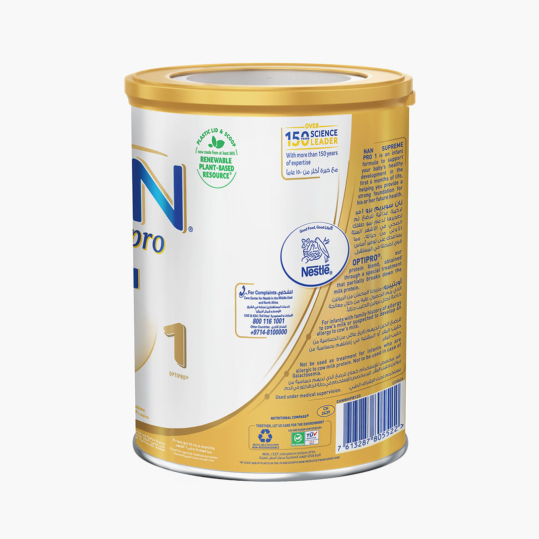 Nestle NAN Supreme Pro 1 Infant Formula Stage 1 (0-6 Months) - 400g, Dairy Formula