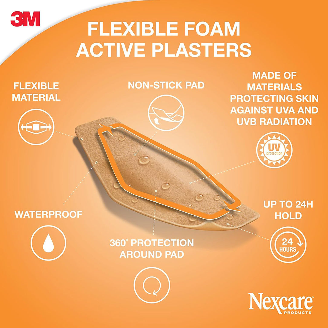 Nexcare Active 360 Bandages 28mm x 76mm - 30 Pieces, Medical Tape & Bandages