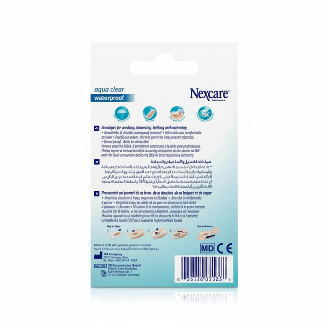Nexcare Aqua Clear Waterproof Bandages 26mm x 57mm - 20 Pieces, Gauze & Wound Dressings