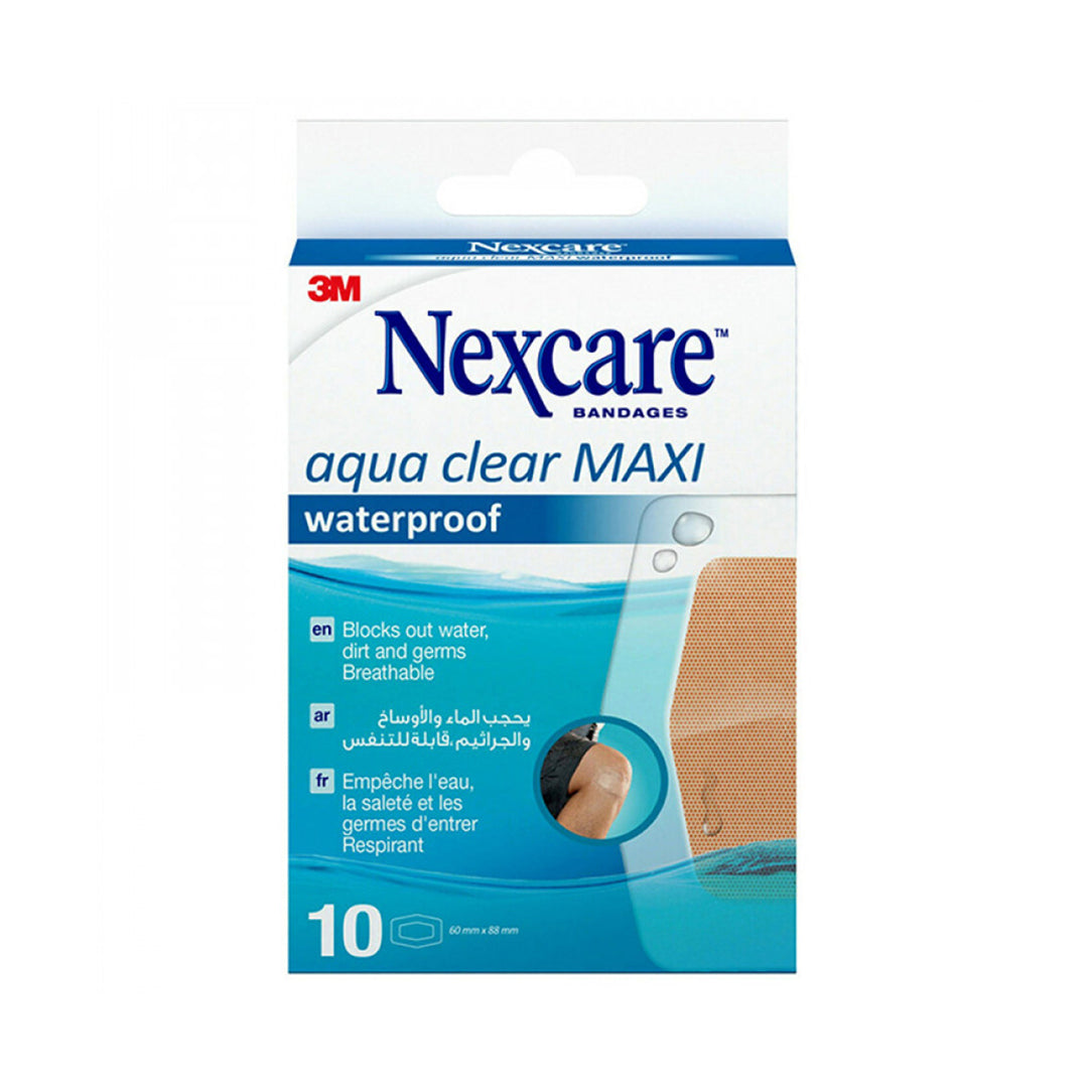Nexcare Aqua Clear Waterproof Maxi Bandages 60mm x 88mm - 10 Pieces, Medical Tape & Bandages