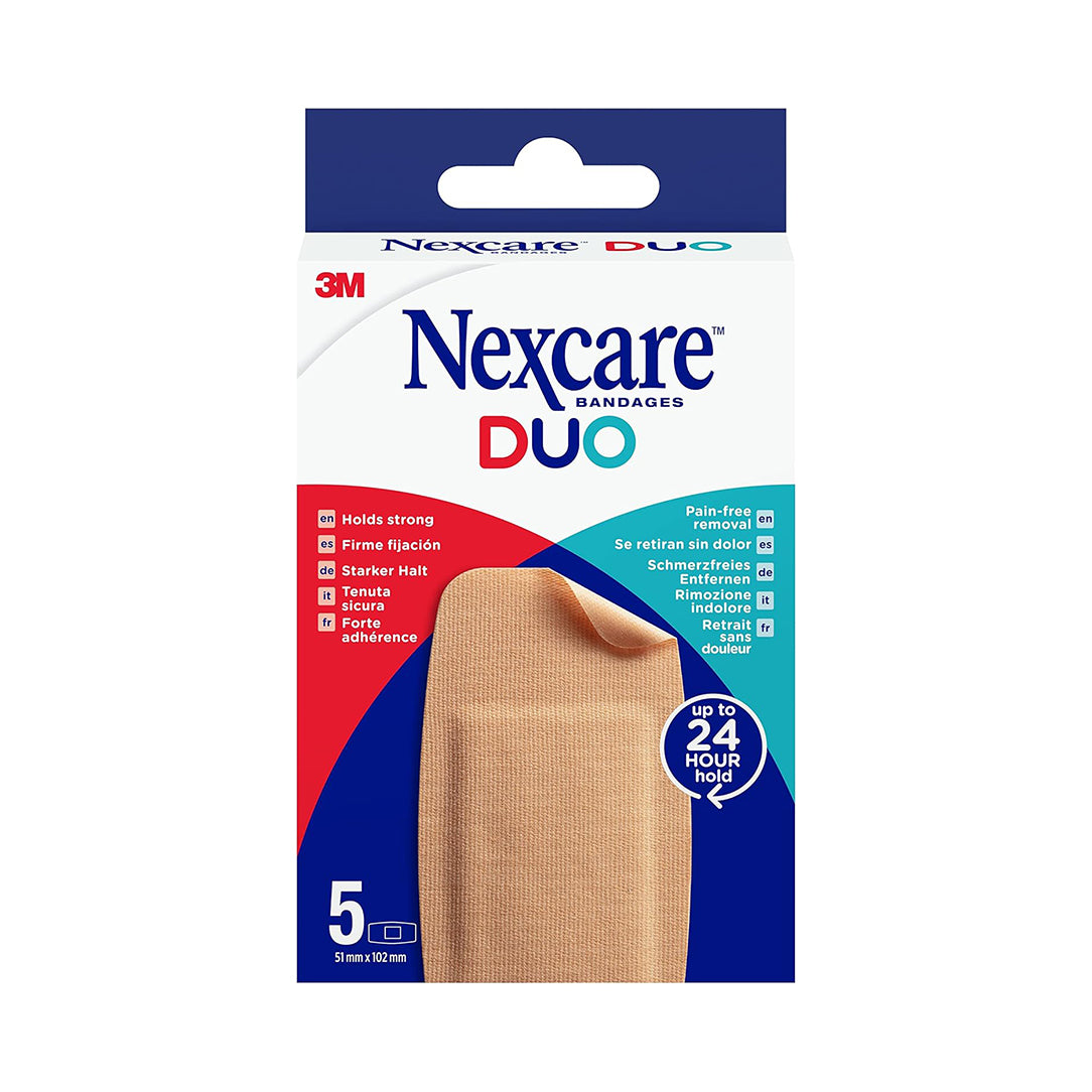 Nexcare DUO Maxi Plasters 51mm x 102mm - 5 Pieces, Adhesive Bandages & Plasters