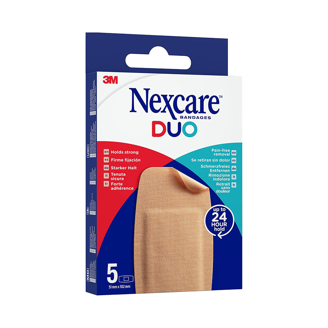 Nexcare DUO Maxi Plasters 51mm x 102mm - 5 Pieces, Adhesive Bandages & Plasters