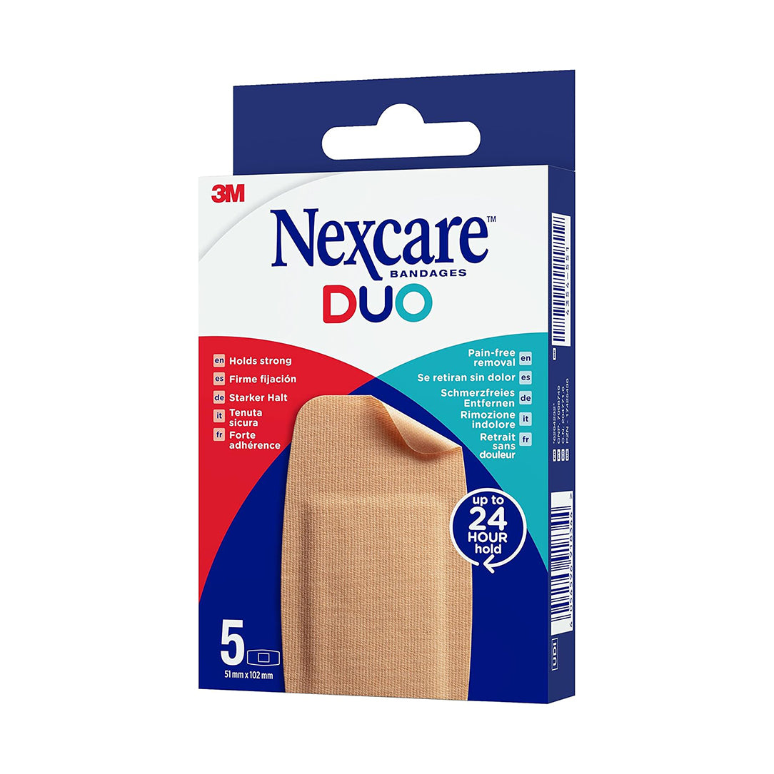 Nexcare DUO Maxi Plasters 51mm x 102mm - 5 Pieces, Adhesive Bandages & Plasters