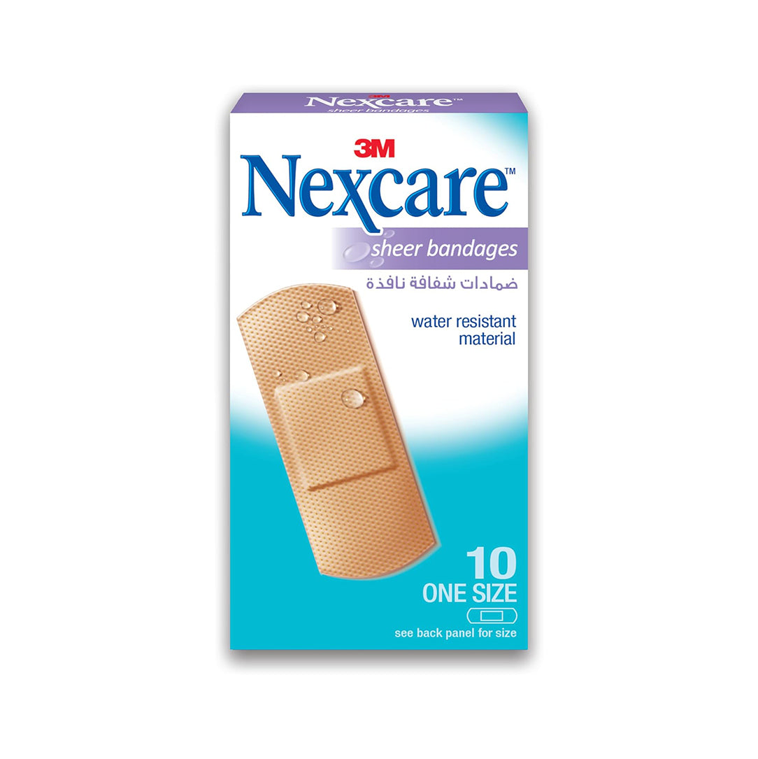 Nexcare Plastic Sheer Bandages 72mm x 25mm - 10 Pieces, Medical Tape & Bandages