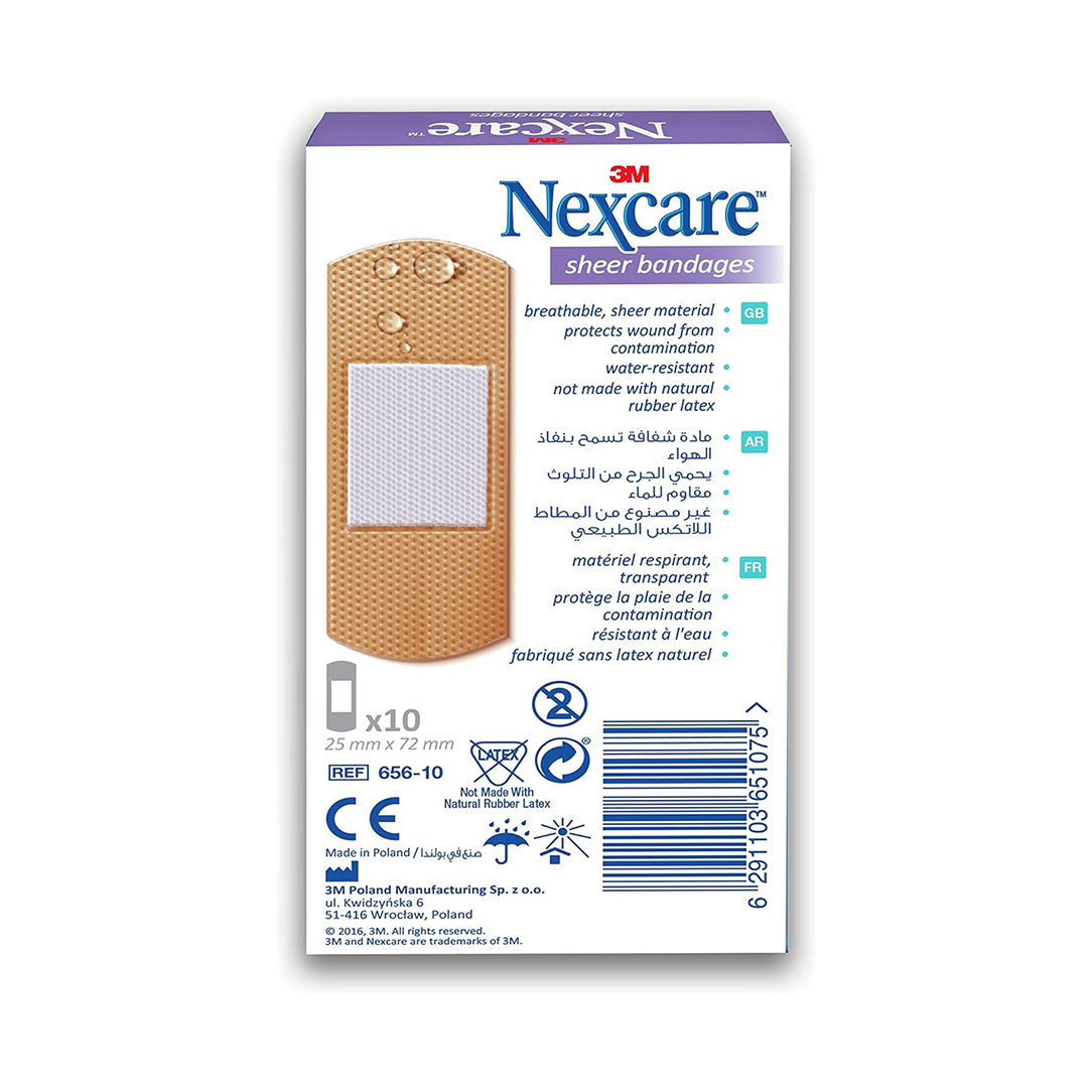 Nexcare Plastic Sheer Bandages 72mm x 25mm - 10 Pieces, Medical Tape & Bandages