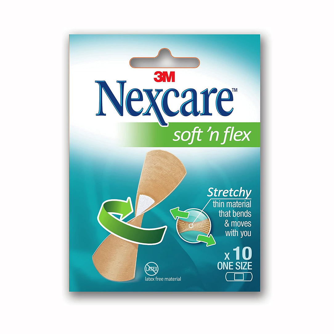 Nexcare Soft’n Flex D-Shape Bandage Strips - 10 Pieces (575-10E), Adhesive Bandages & Plasters