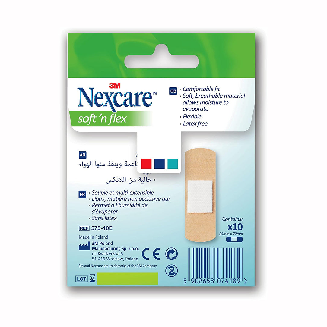 Nexcare Soft’n Flex D-Shape Bandage Strips - 10 Pieces (575-10E), Adhesive Bandages & Plasters