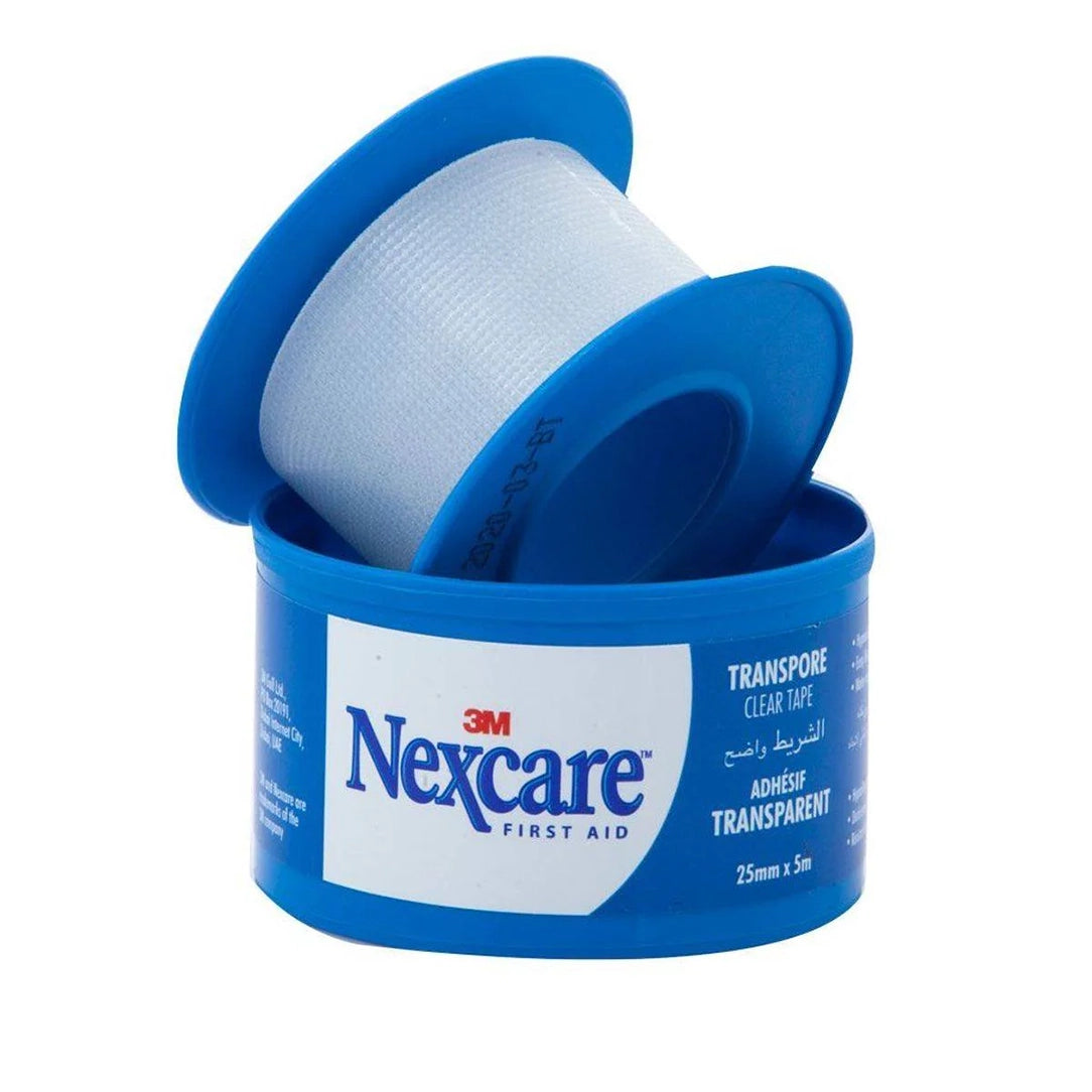 Nexcare Transpore Clear Tape 25mm x 5m - 12 Spools, Medical Tape & Bandages 