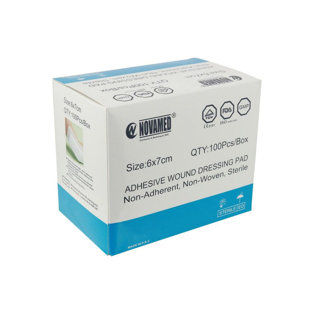 Novamed Adhesive Wound Dressing Pad 6 x 7 cm - Pack of 100s, Gauze & Wound Dressings