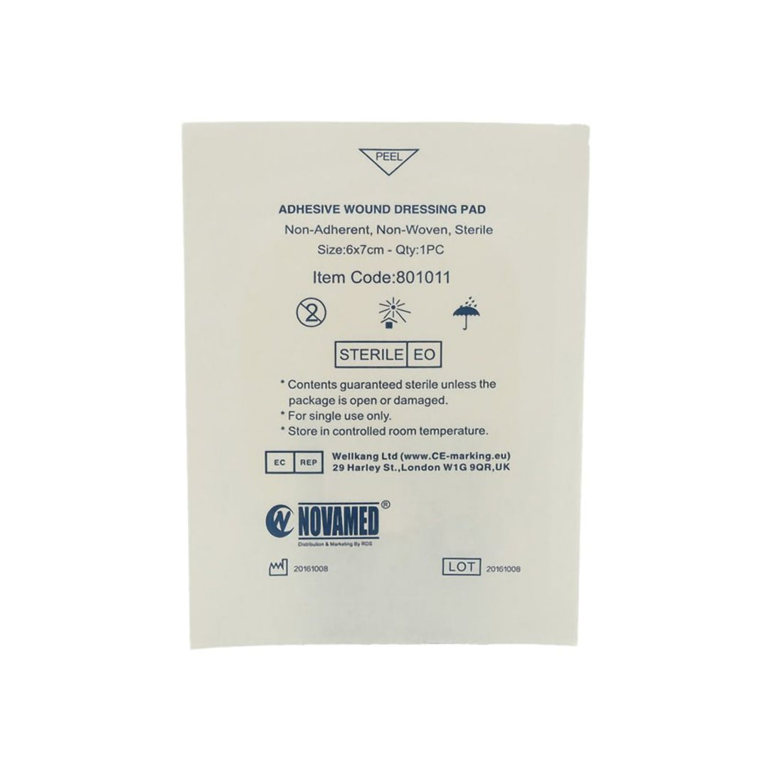 Novamed Adhesive Wound Dressing Pad 6 x 7 cm - Pack of 100s, Gauze & Wound Dressings