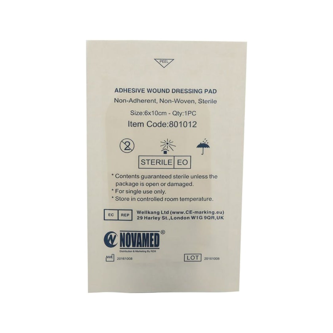 Novamed Adhesive Wound Dressing Pads 6cm x 10cm - 50 Pieces, Medical Tape & Bandages