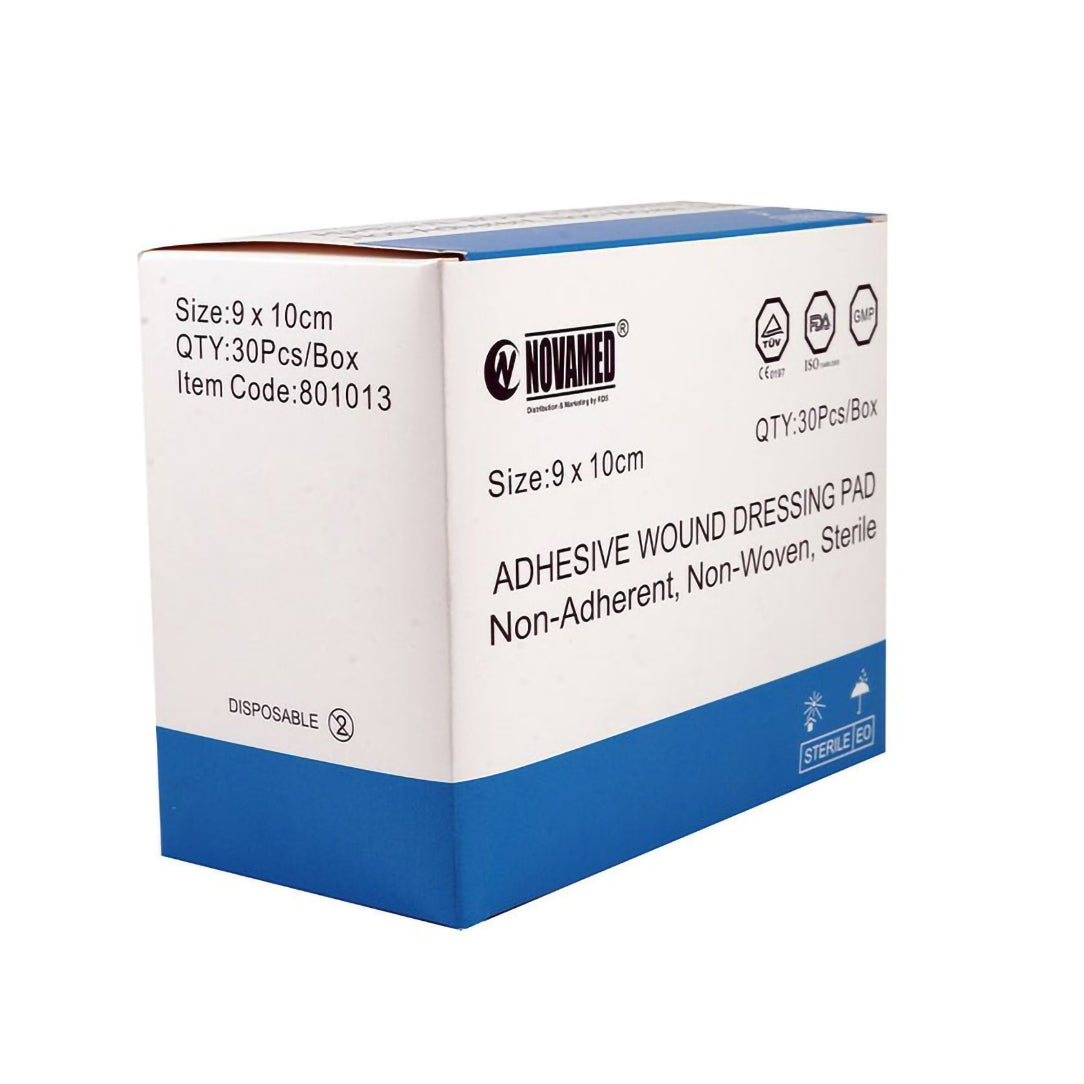 Novamed Adhesive Wound Dressing Pads 9cm x 10cm - 30 Pieces, Medical Tape & Bandages i