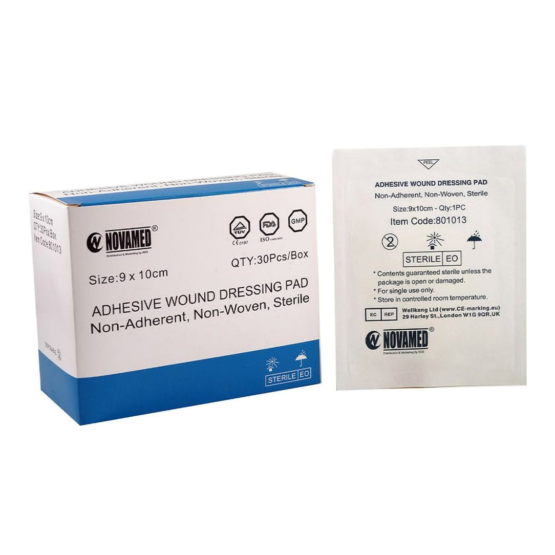 Novamed Adhesive Wound Dressing Pads 9cm x 10cm - 30 Pieces, Medical Tape & Bandages i