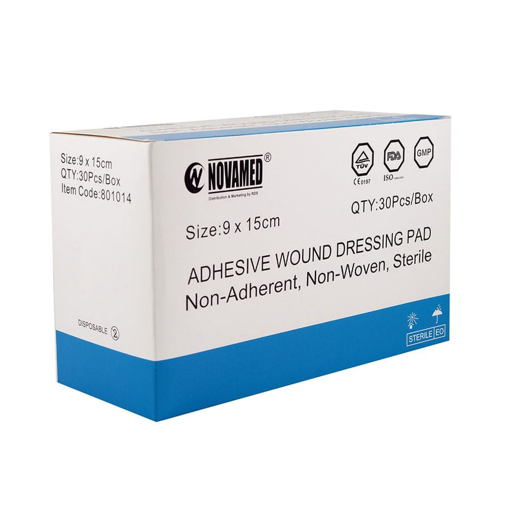 Novamed Self-Adhesive Wound Dressing Pads 9cm x 15cm - 30 Pieces, Gauze & Wound Dressings