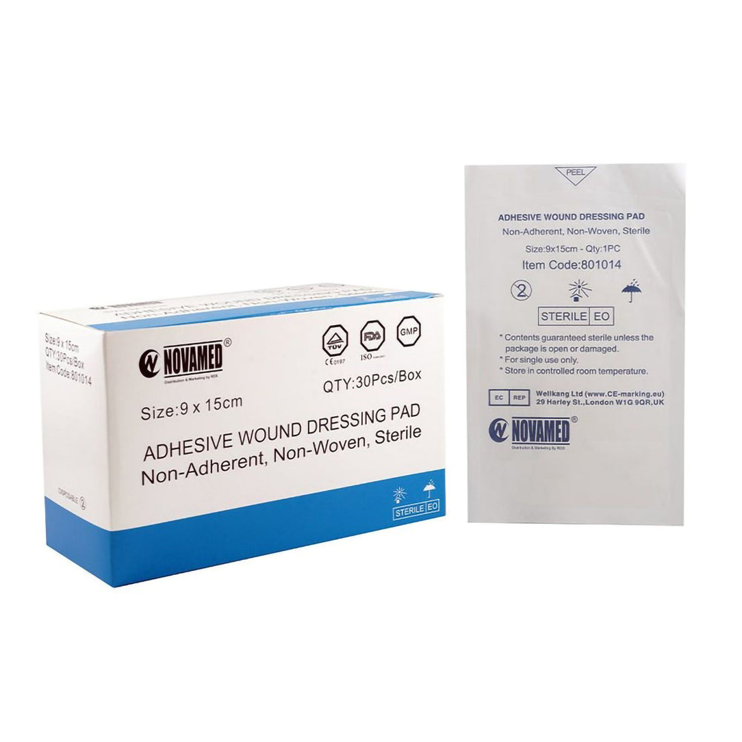 Novamed Self-Adhesive Wound Dressing Pads 9cm x 15cm - 30 Pieces, Gauze & Wound Dressings
