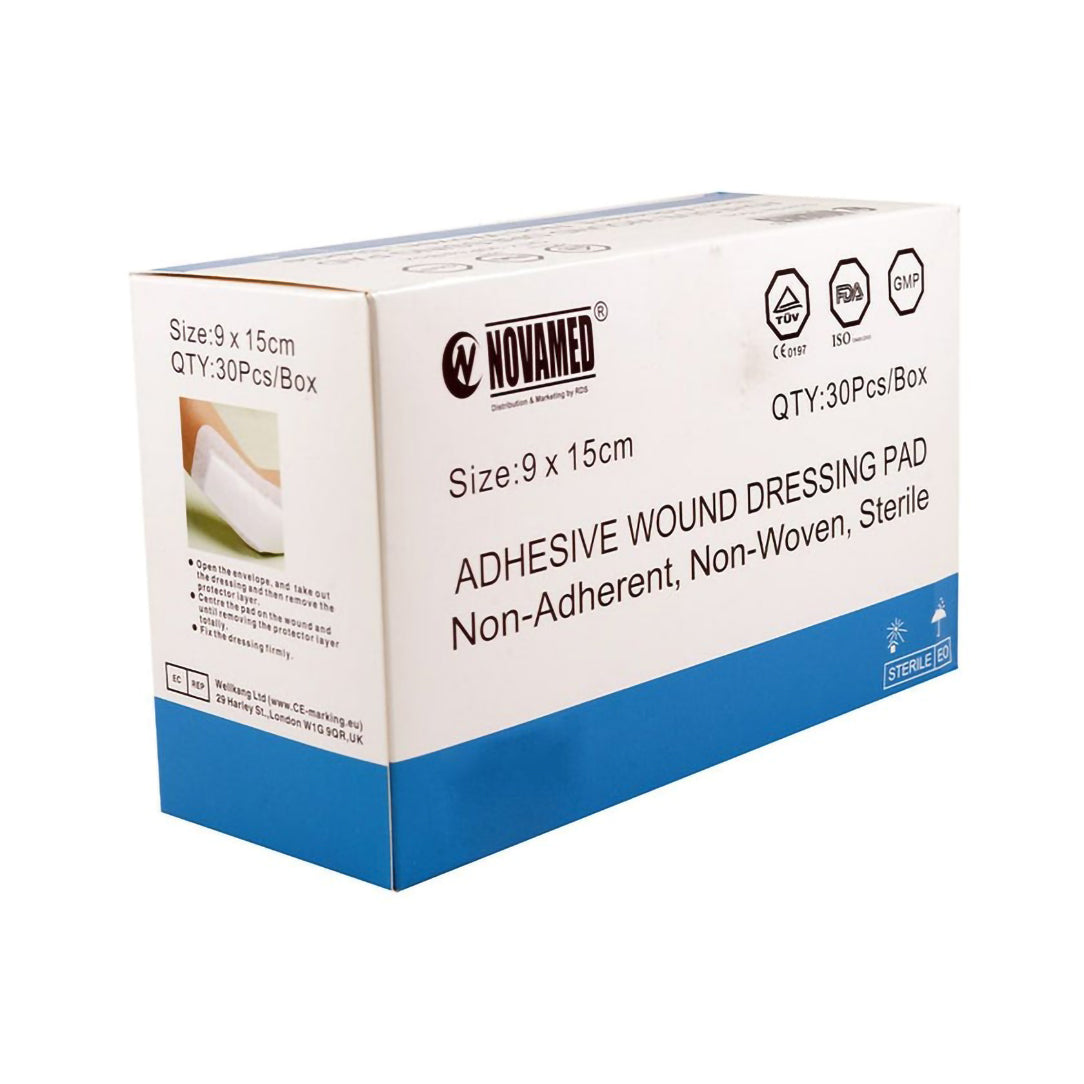Novamed Self-Adhesive Wound Dressing Pads 9cm x 15cm - 30 Pieces, Gauze & Wound Dressings