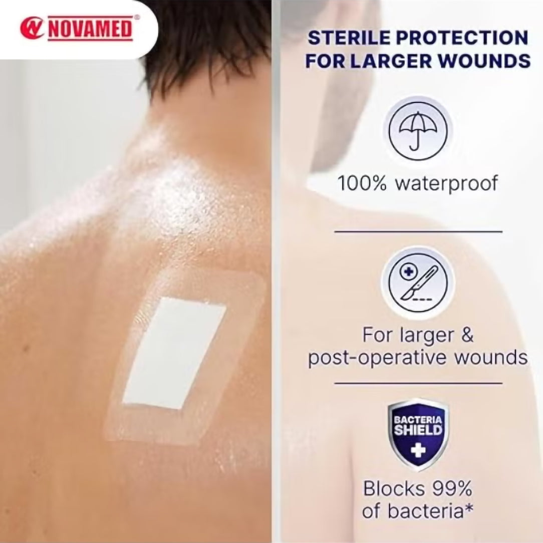 Novamed Transparent Waterproof Bandage 6 x 10 cm - Pack of 50s, Medical Tape & Bandages