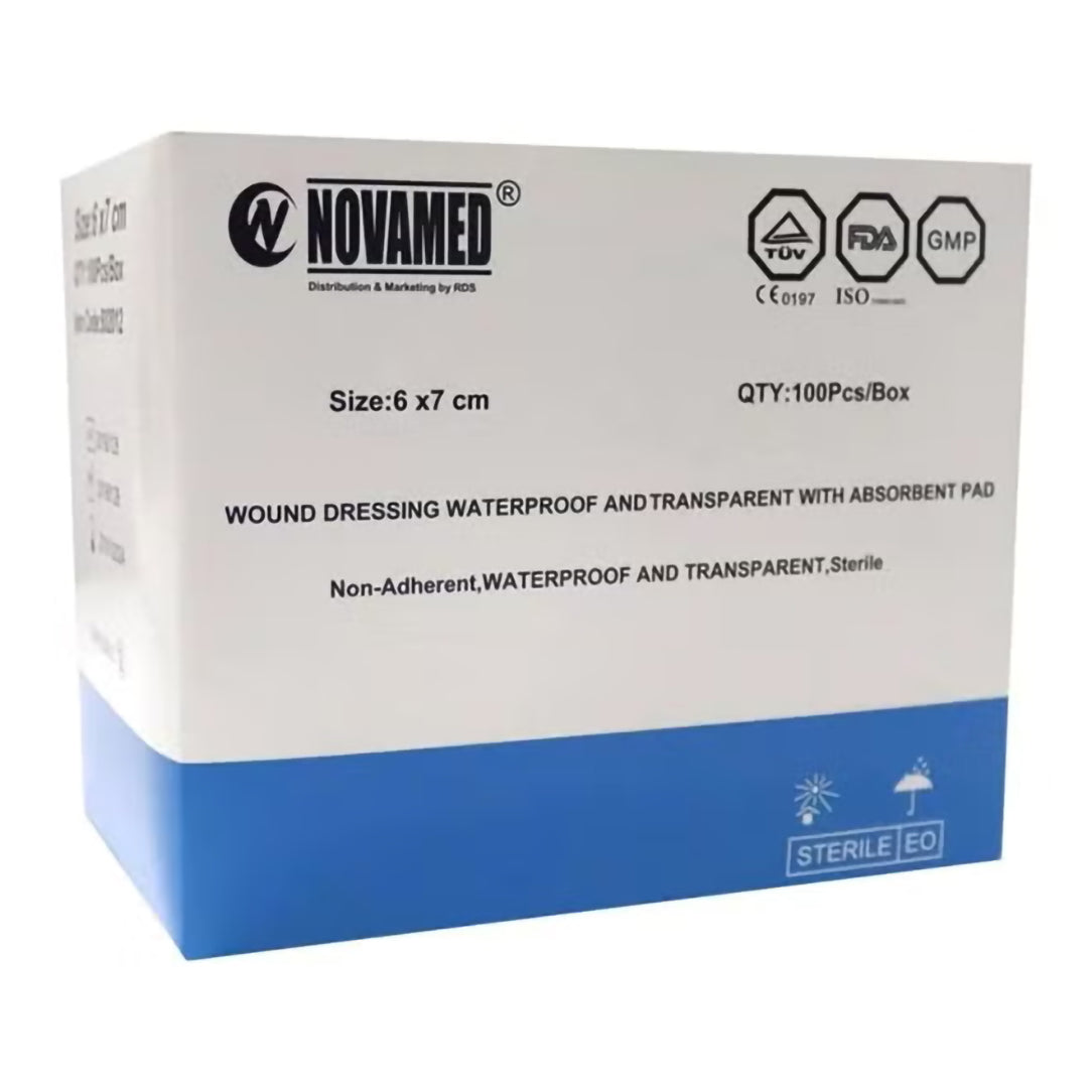 Novamed Transparent Waterproof Bandage 6 x 7 cm - Pack of 100s, Gauze & Wound Dressings