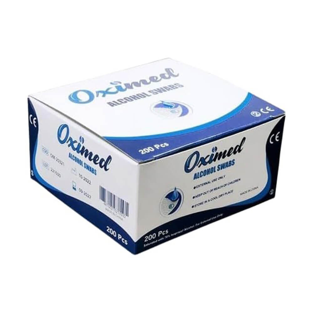 Oximed alcohol pads for injections and wound care – 200 swabs