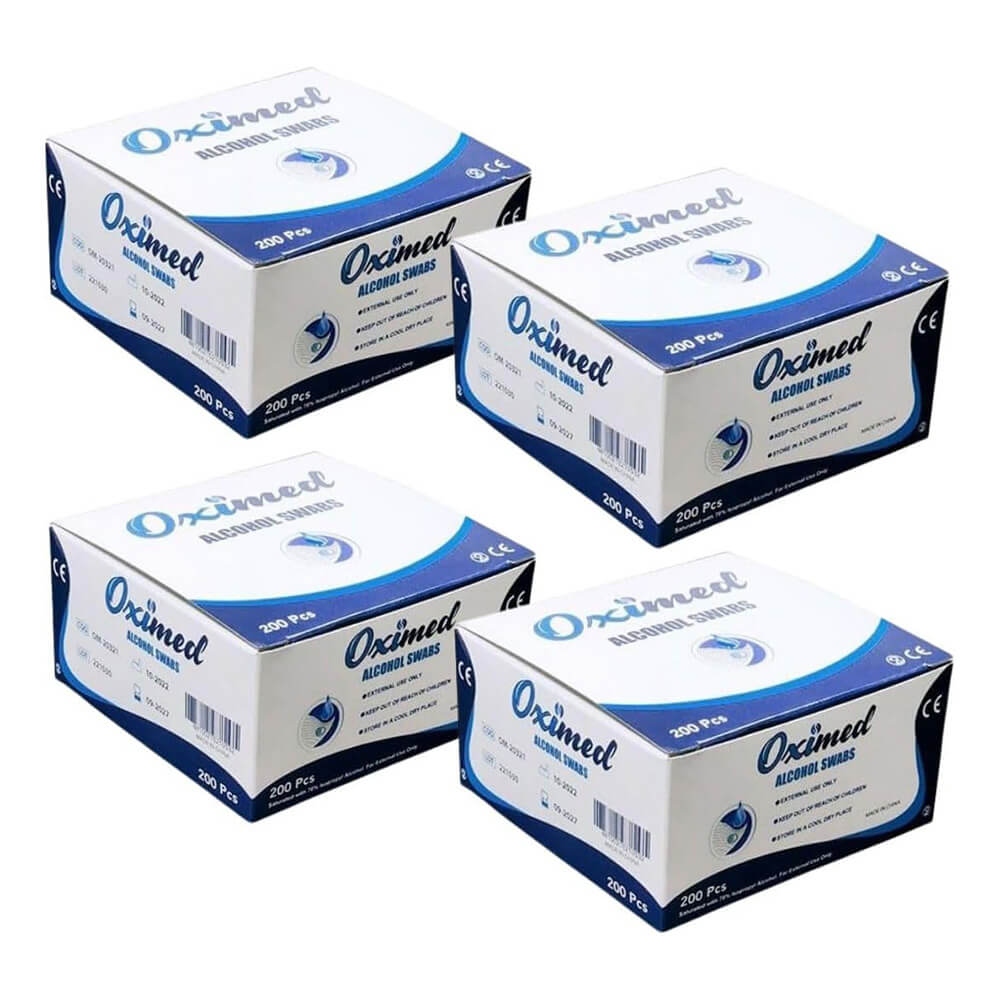 Oximed 200-pack alcohol prep swabs – single-use sterile wipes