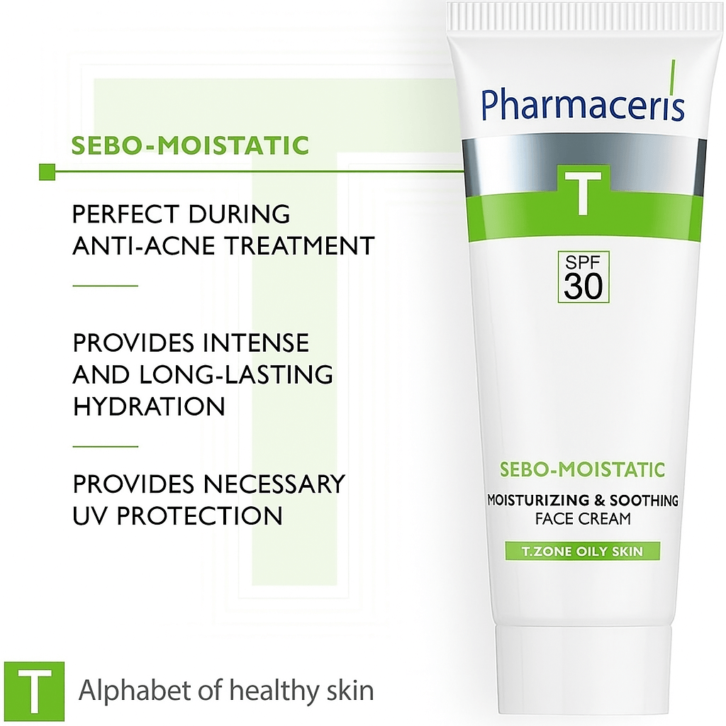 Pharmaceris T Sebo-Matt Moisturizing Cream SPF 30 - 50ml, Face Moisturizers