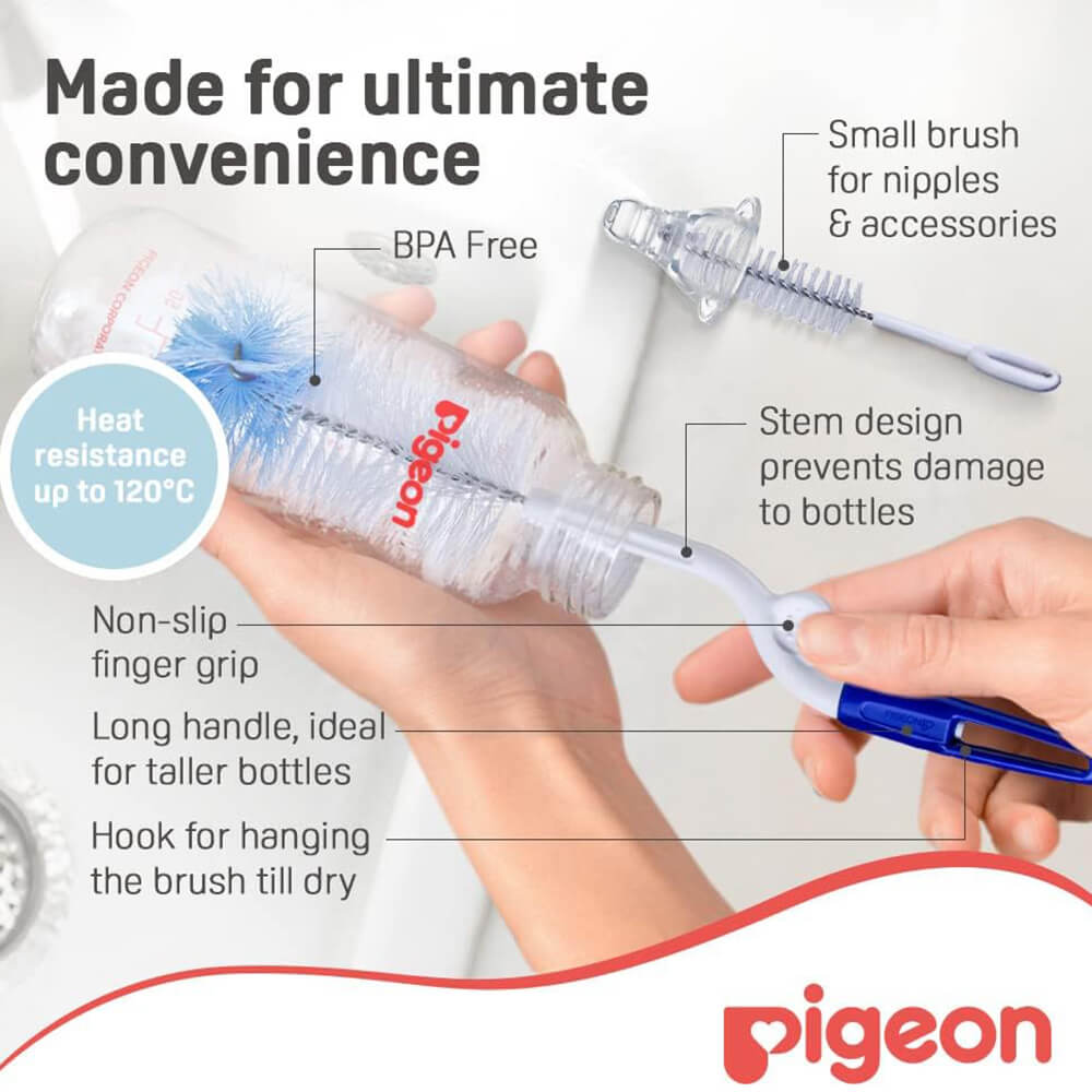 Pigeon baby bottle cleaning brush – 2-in-1 gentle bristles