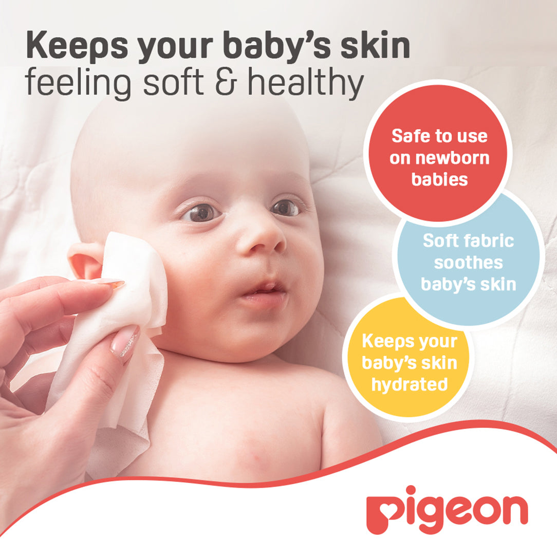 Pigeon Baby Pure Water Wipes - 80 Sheets  (Flip-Top Lid), Disposable Baby Wipes