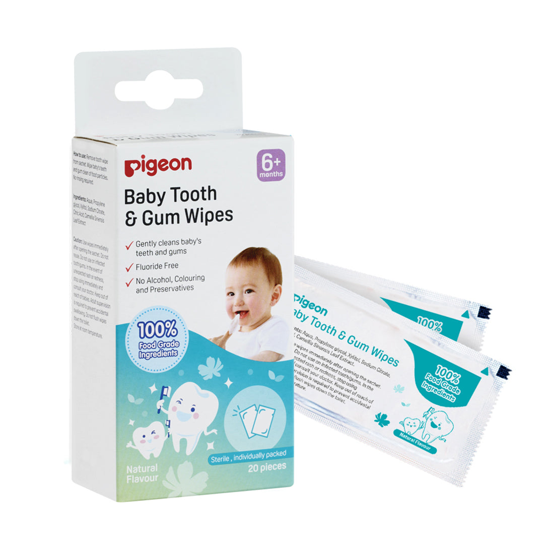 Pigeon Baby Tooth & Gum Wipes Natural Flavor - 20 Sheets, Oral Care