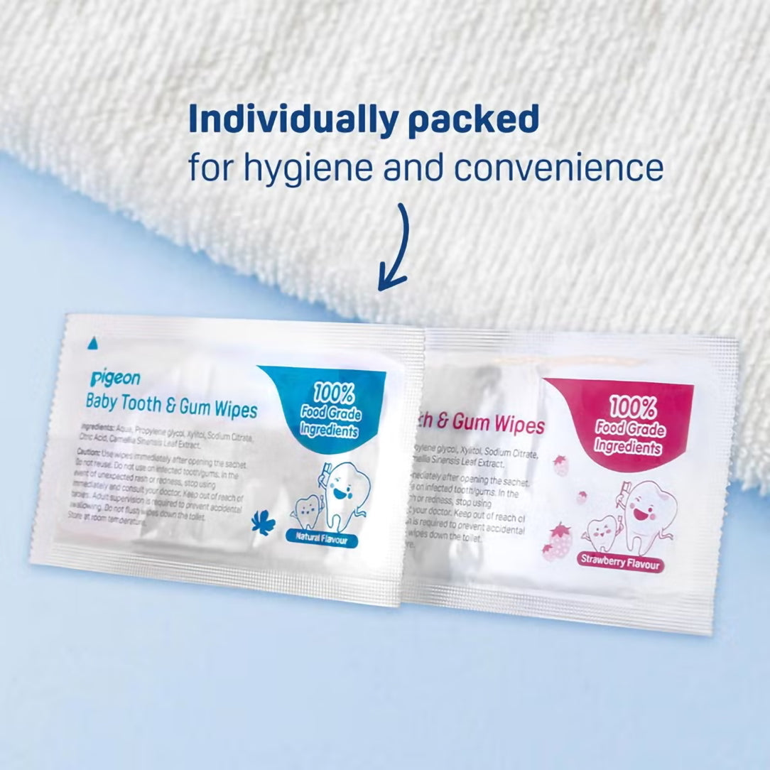 Pigeon Baby Tooth & Gum Wipes Natural Flavor - 20 Sheets, Oral Care
