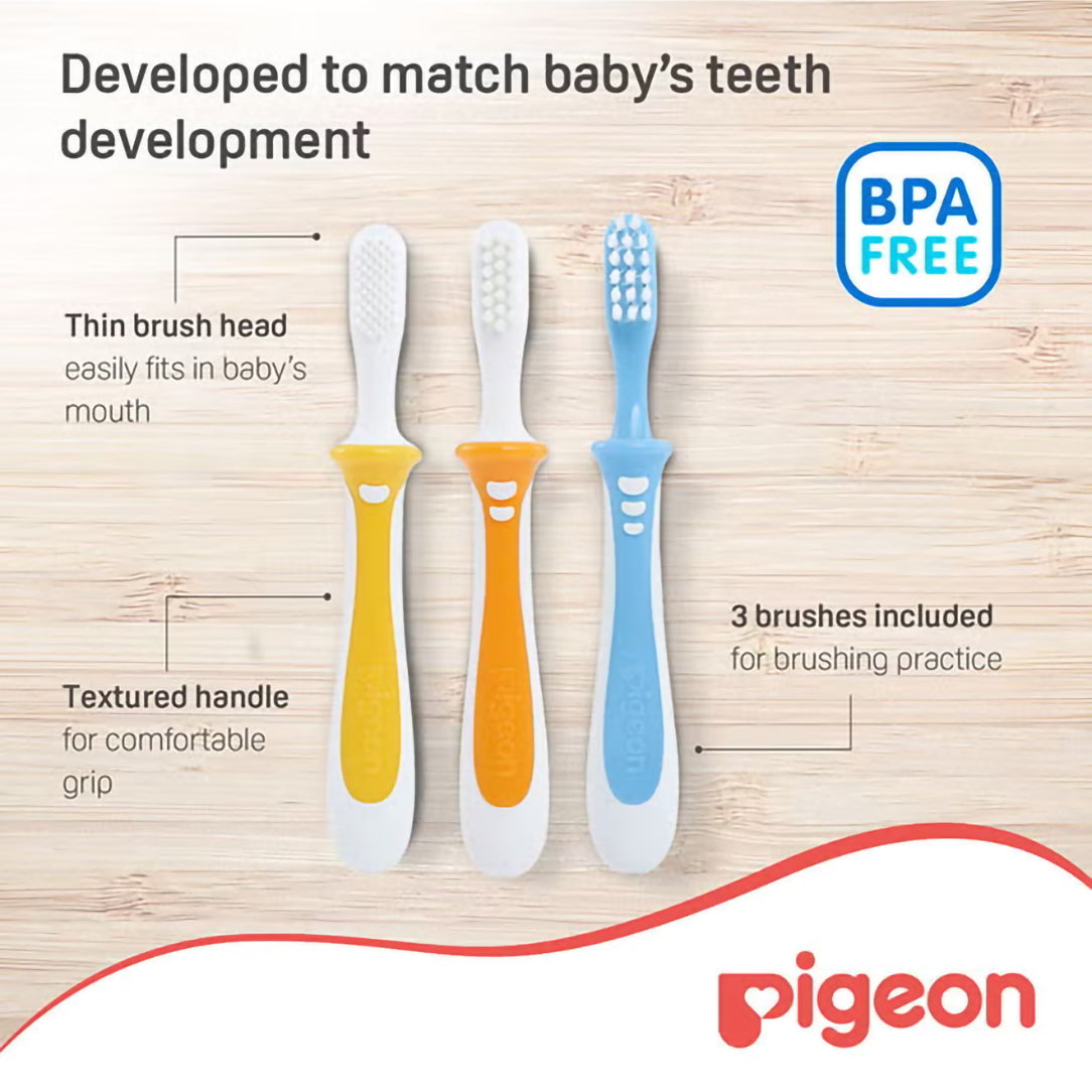 Pigeon Baby Training Toothbrush Lesson 3 - 12M+, Toothbrushes