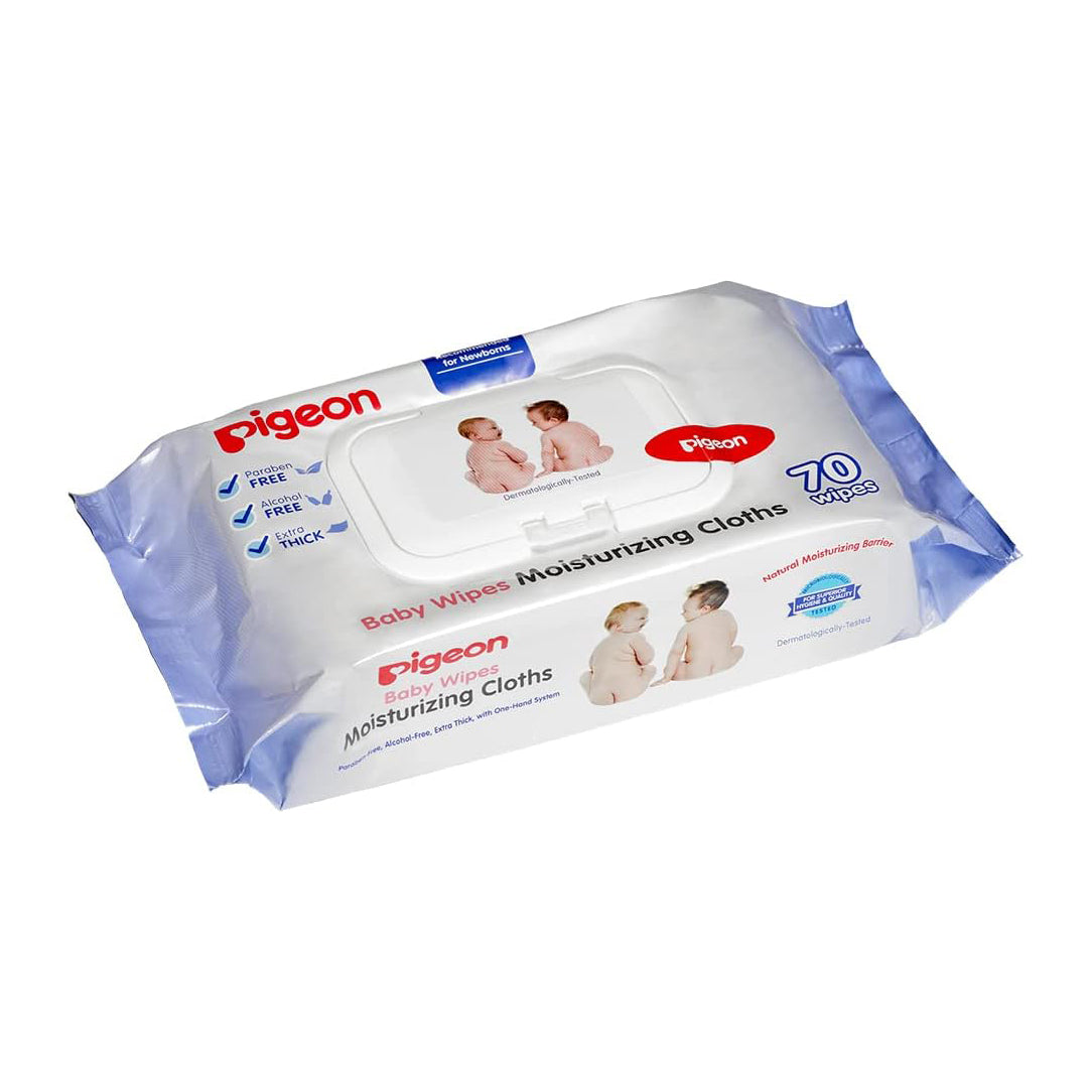 Pigeon Baby Wipes Moisturizing Cloths - 70 Sheets Cloth Baby Wipes