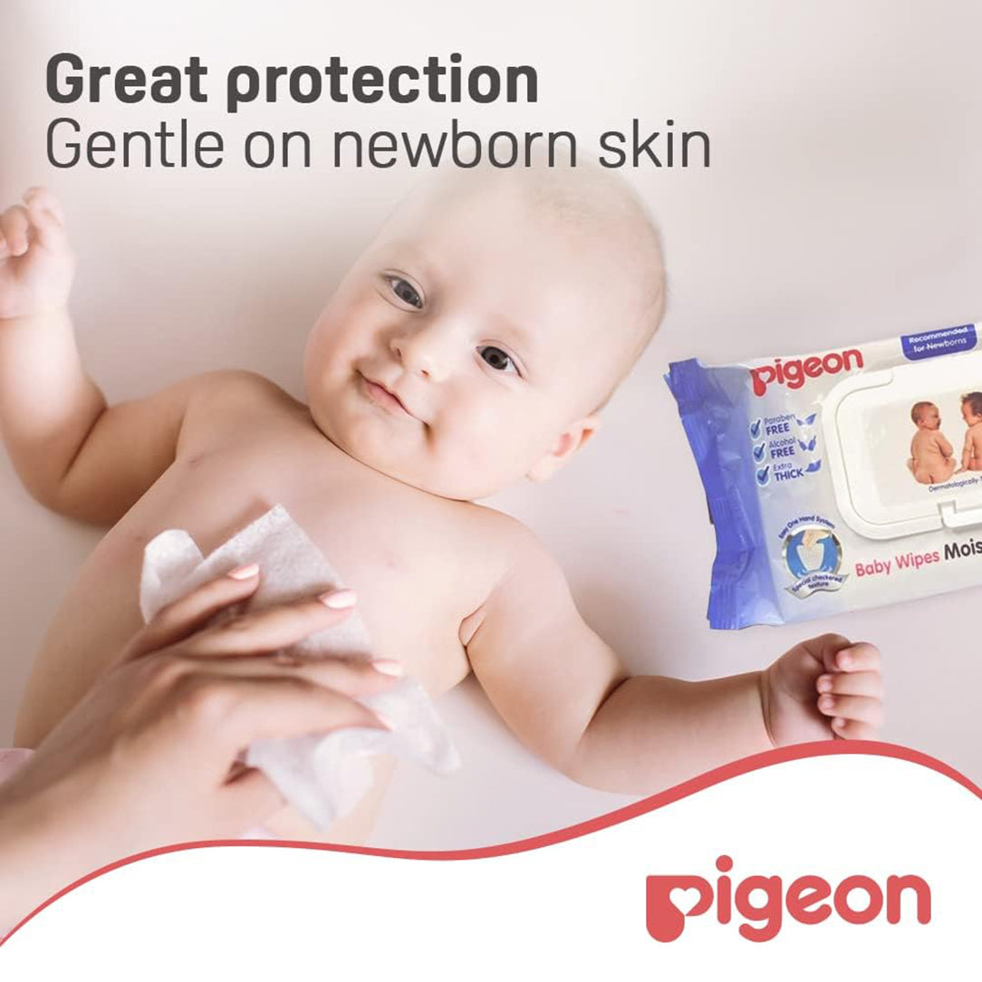 Pigeon Baby Wipes Moisturizing Cloths - 70 Sheets Cloth Baby Wipes