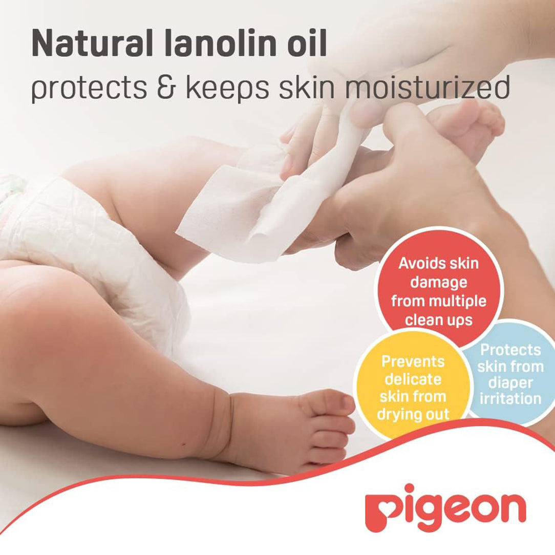 Pigeon Baby Wipes Moisturizing Cloths - 70 Sheets Cloth Baby Wipes