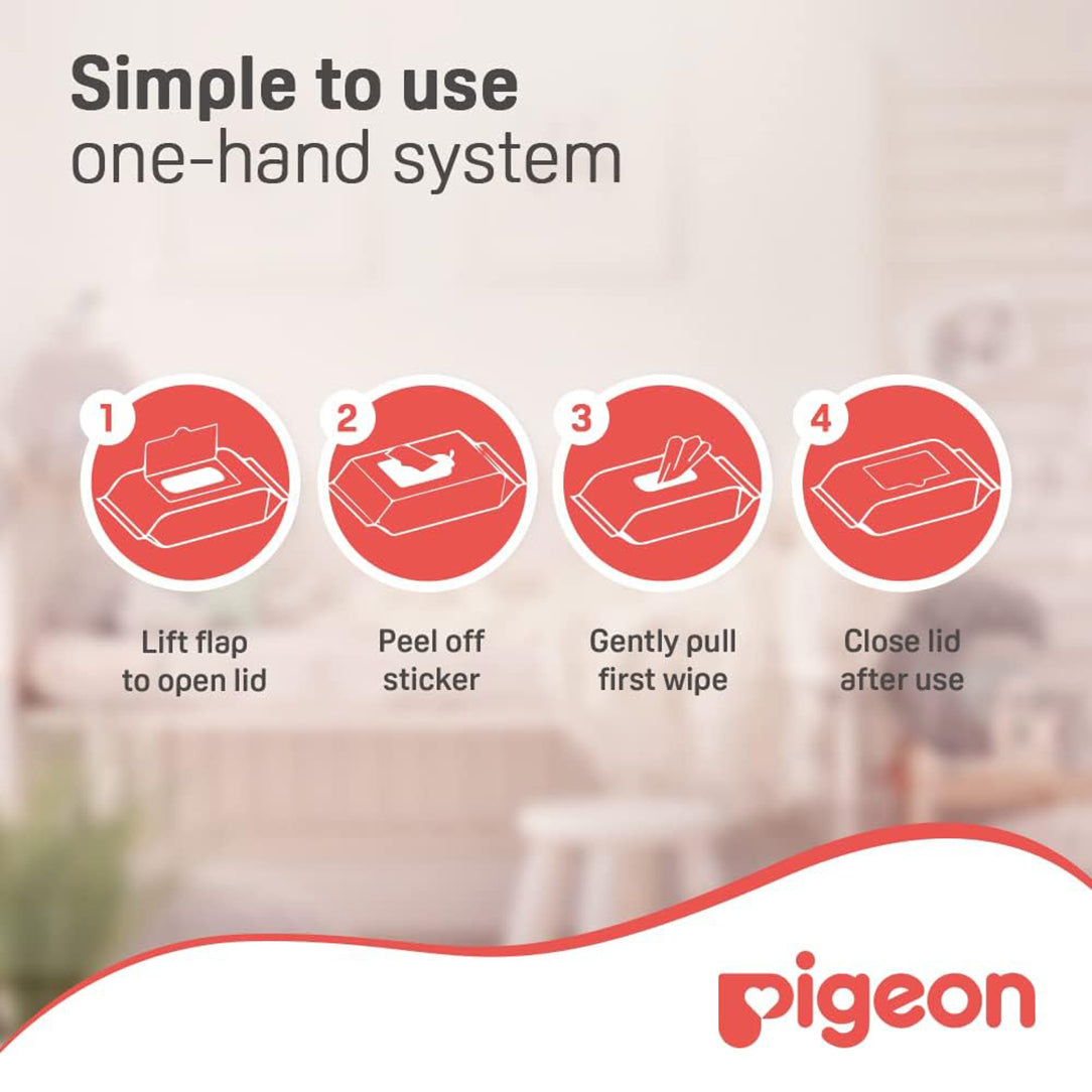 Pigeon Baby Wipes Moisturizing Cloths - 70 Sheets Cloth Baby Wipes
