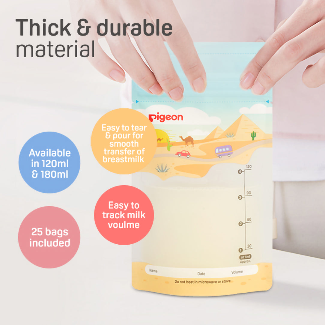 Pigeon Breast Milk Storage Bags 180ml - Pack of 25 (79321), Breast Milk Storage Containers