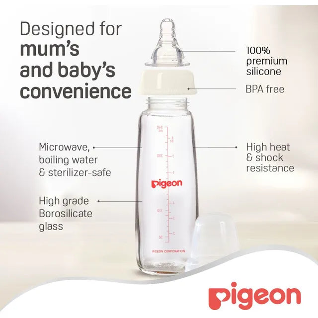 Pigeon Glass Feeding Bottle K-8 240ml - (00280), Baby Bottles