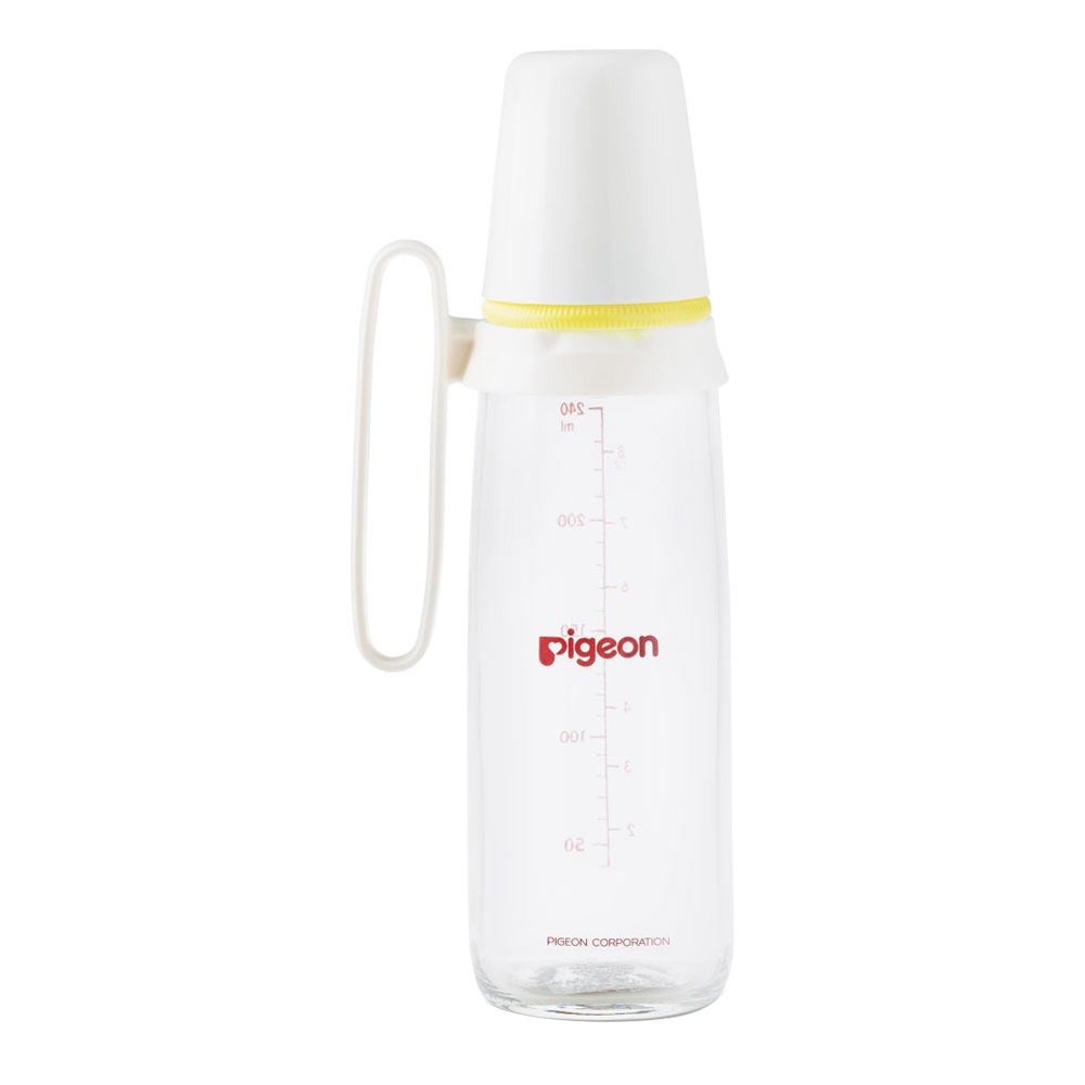Pigeon Glass Nursing Bottle with Handle 240ml , Standard Bottles 