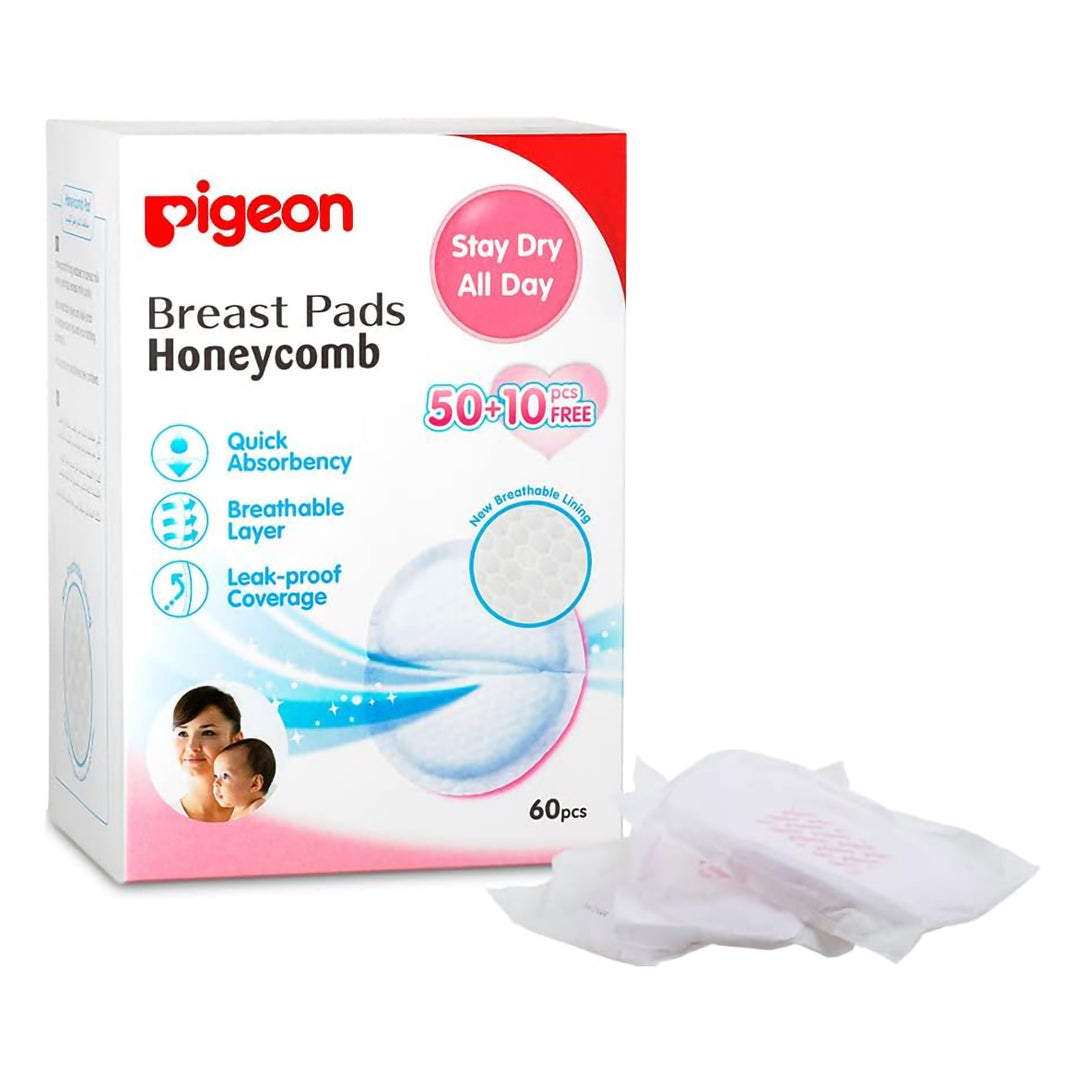 Pigeon Honeycomb Breast Pads - Pack of 60, Disposable Nursing Pads