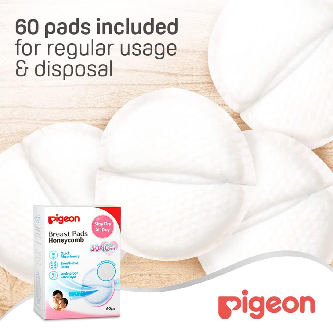 Pigeon Honeycomb Breast Pads - Pack of 60, Disposable Nursing Pads