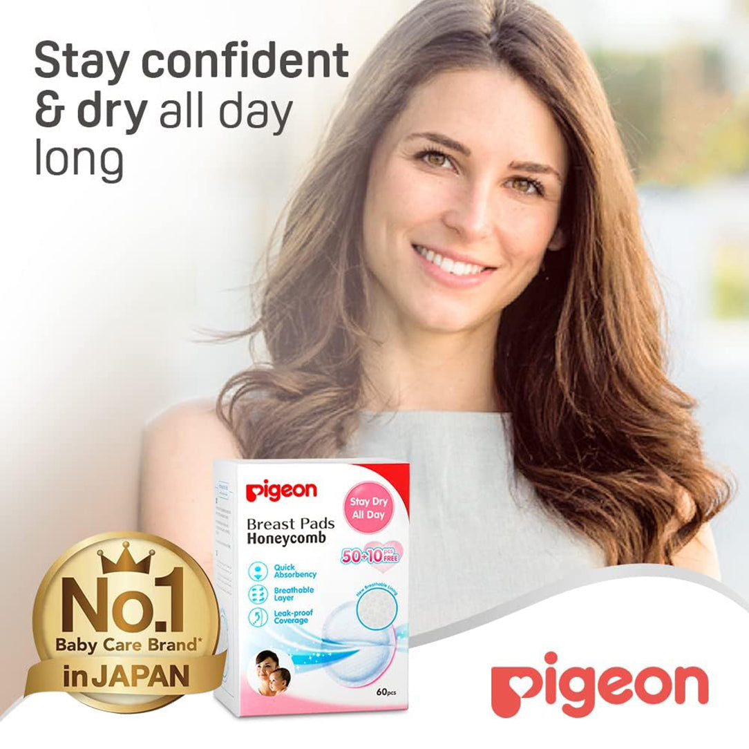 Pigeon Honeycomb Breast Pads - Pack of 60, Disposable Nursing Pads