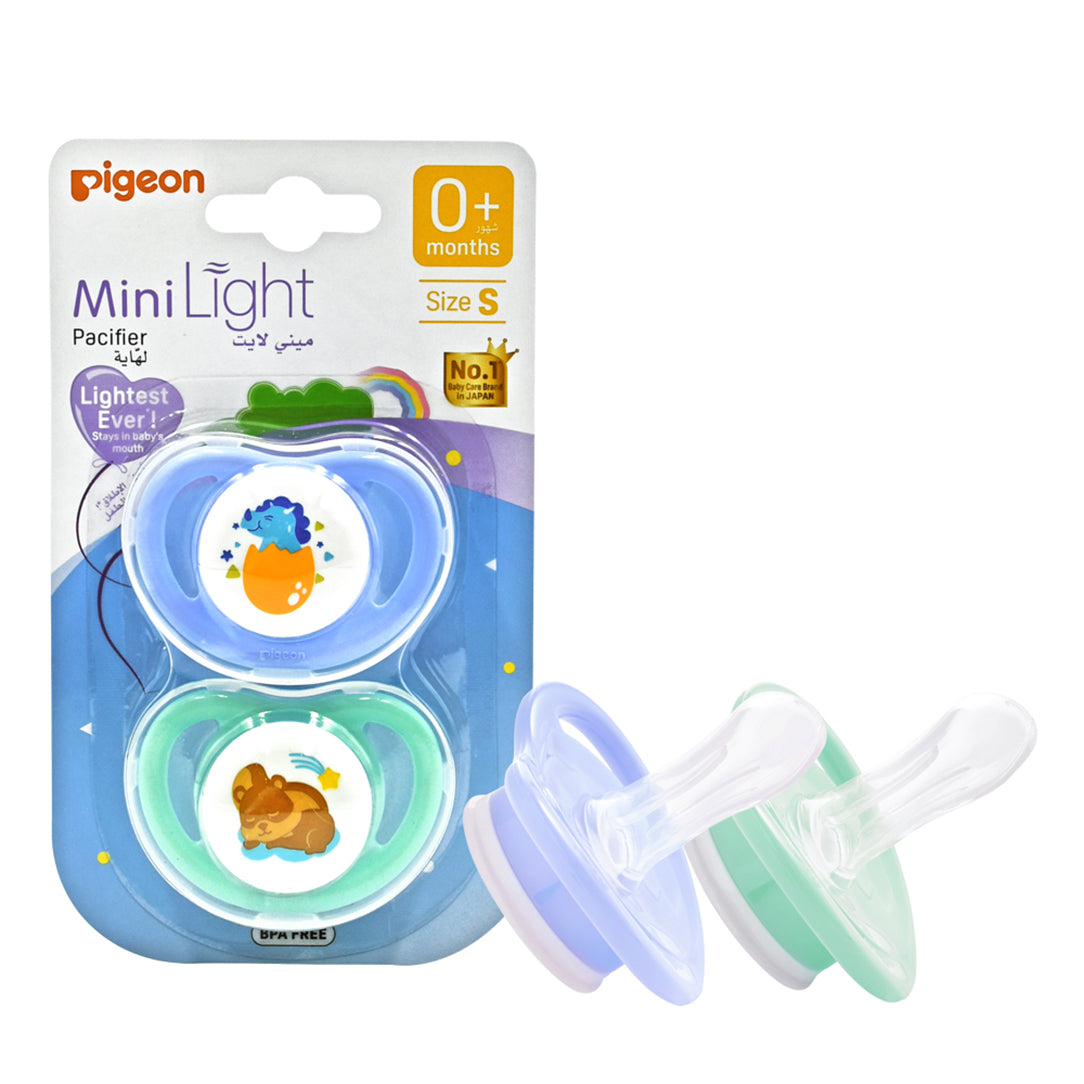 Pigeon Minilight Pacifier Small 0+ Months - Twin Pack Boys (78259), Pacifiers